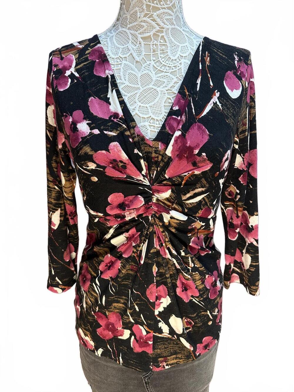 Ann Taylor Floral Twist Front Top